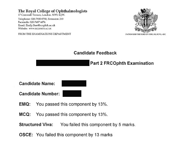 Part 2 FRCOphth Candidate 131 part 2 FRCOphth in UK